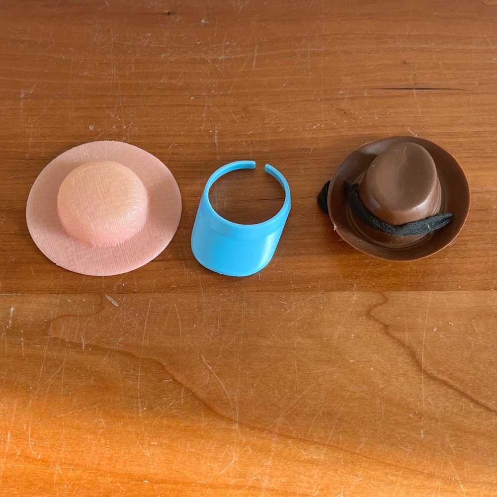 Vintage‎ 80s Barbie Hat Lot Sun Hat Blue Visor Brown Cowboy Hat Mattel Accessory